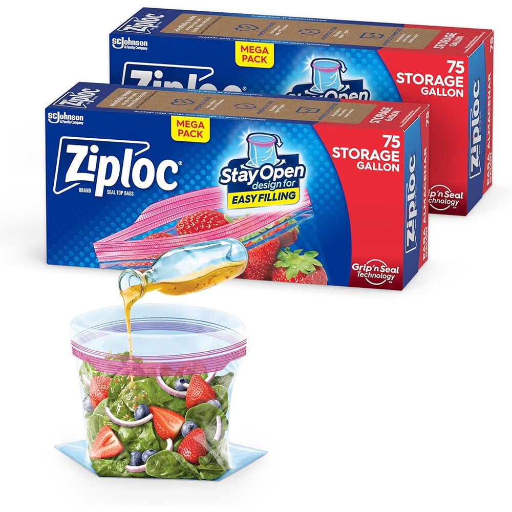 image of Stay Open Design Gallon Food Storage Bags- 75 ct, 2 pk